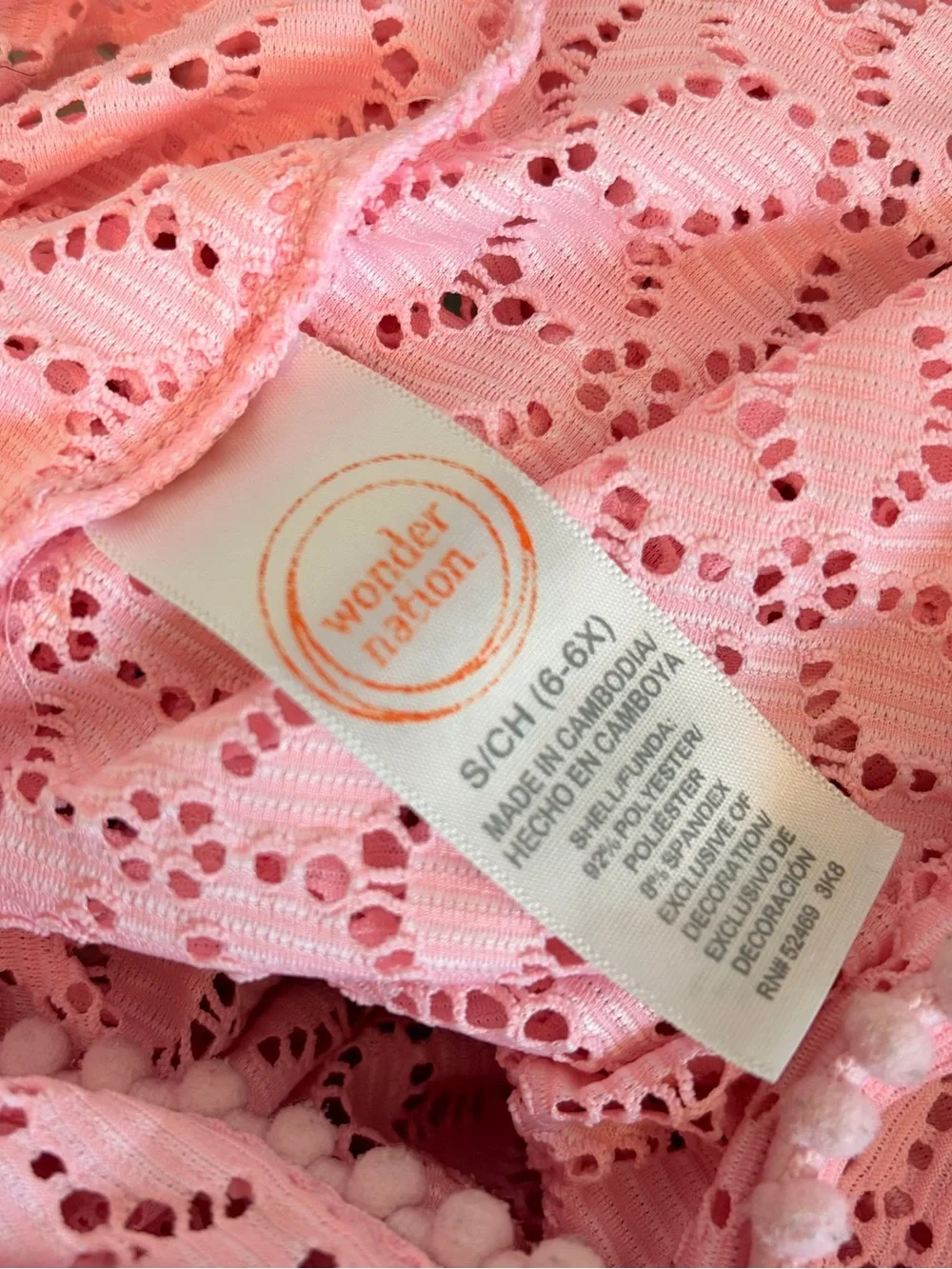 Wonder Nation little girls pink swimsuit cover up